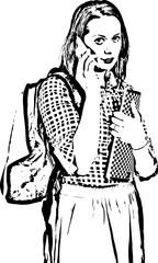 Student woman speaking by phone