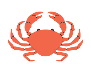 Hand drawn crab illustration. Sea food, marine animal. Fish market, restaurant cooking ingredient. Fresh shellfish product. Vector illustration in trendy flat style