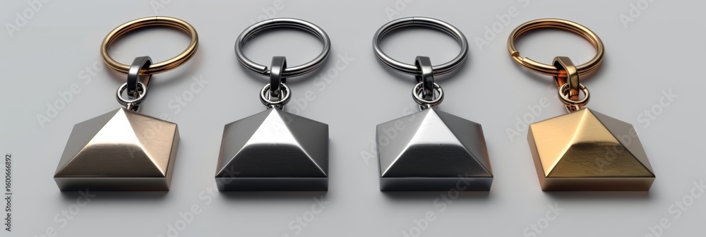 Poster highquality keychains with precision geometric features.