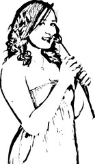 Beauty girl holding single tulip