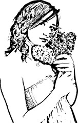 Beauty young woman with hyacinth bouquet