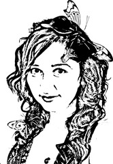 Portrait of woman with butterflys