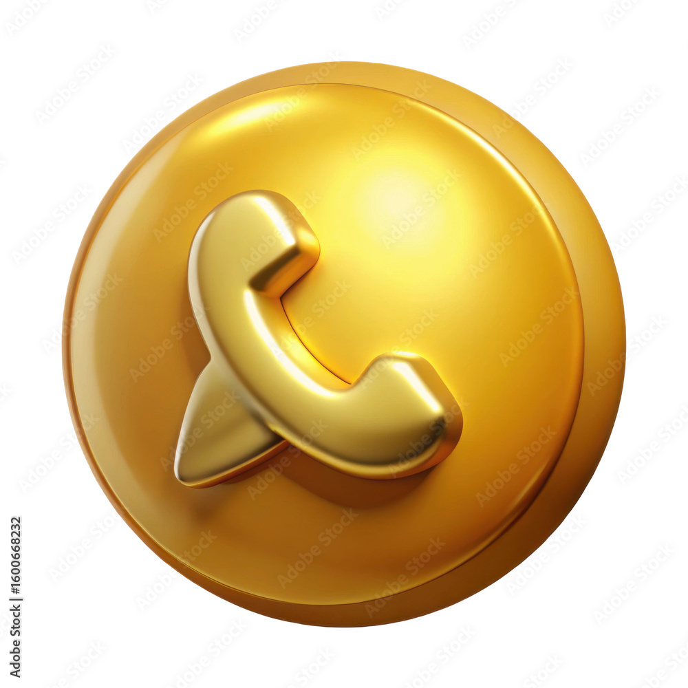 Fototapete golden telephone receiver icon with a subtle cross shape behind it representing communication and co
