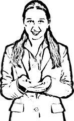 Business woman holding light bulb