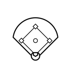 Baseball field linear icon softball game template
