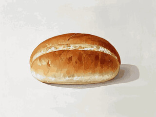 Split Top Gold bread Hot Dog Bun isolated watercolor vector illustration svg