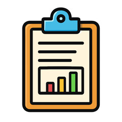 Colorful Bar Chart on Clipboard – Flat Style Business Report Icon Suitable for Data Analysis Concept