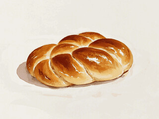 Twilight Loaf bread Challah isolated watercolor vector illustration svg