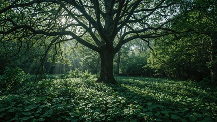 Naklejka premium Sunday dawn wrapped in green