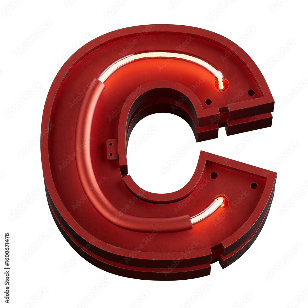 Poster bright neon font with fluorescent tubes.metallic futuristic cyberpunk alphabet. 3d rendering isolate