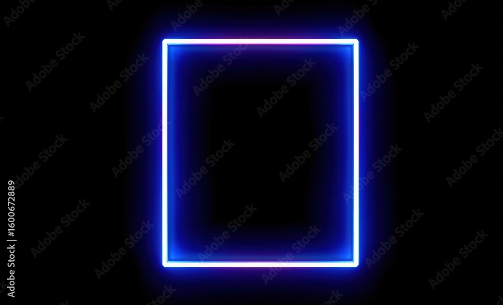 Poster neon square illumination a vibrant and intricate square design glowing against a deep black backdrop