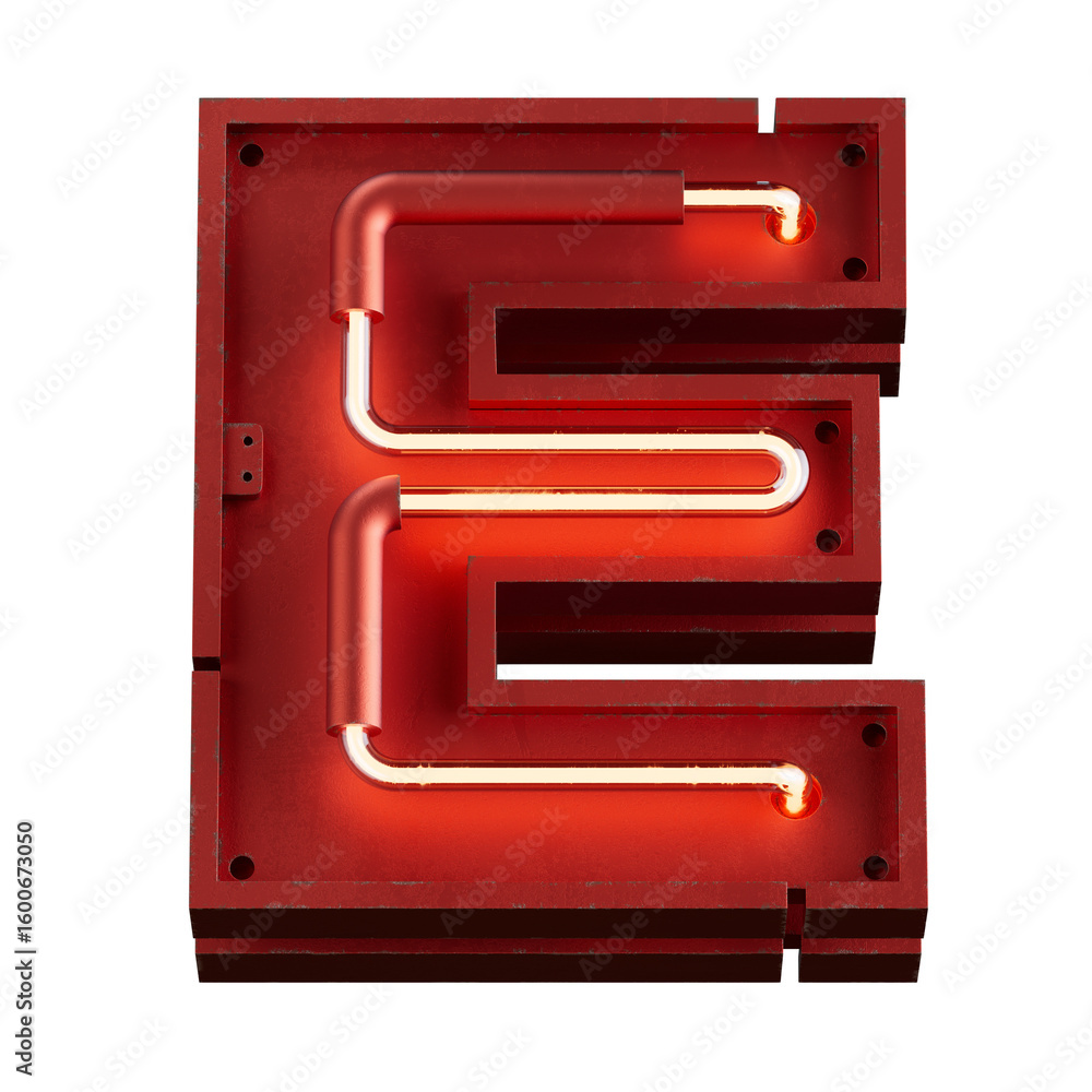Poster bright neon font with fluorescent tubes.metallic futuristic cyberpunk alphabet. 3d rendering isolate