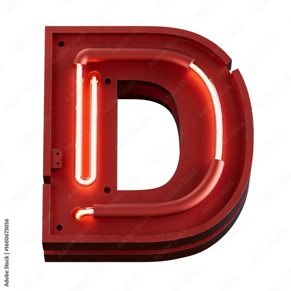 Poster bright neon font with fluorescent tubes.metallic futuristic cyberpunk alphabet. 3d rendering isolate