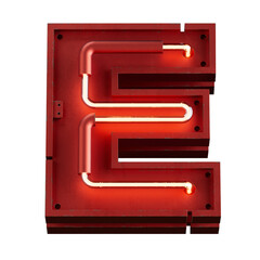 Bright Neon Font with fluorescent tubes.Metallic futuristic  cyberpunk Alphabet. 3d Rendering Isolated on black Background.