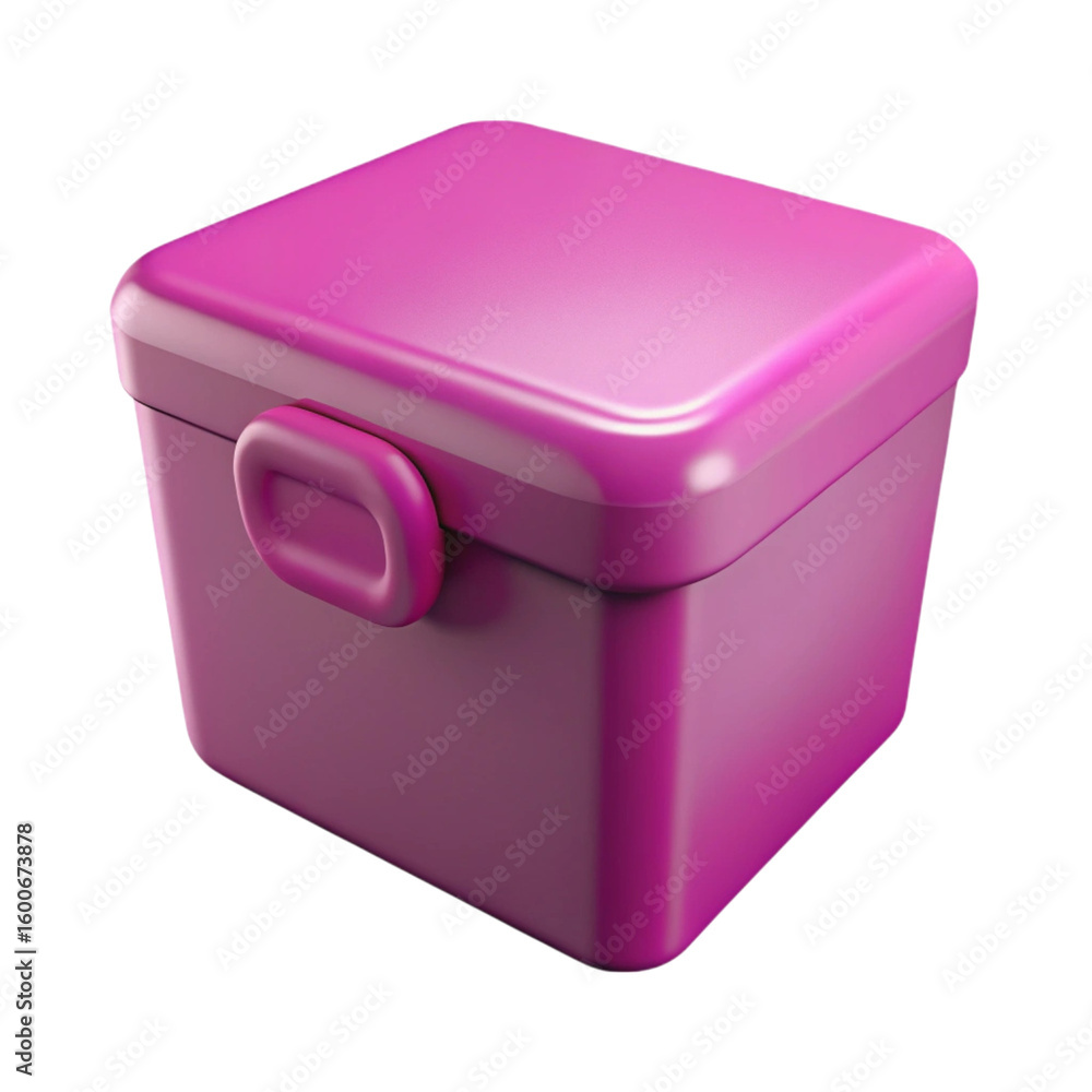 Poster glossy 3d render of a modern pink container isolated on black background