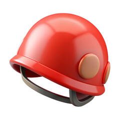 Fototapeta premium Glossy red construction helmet isolated against a black background for safety and protection