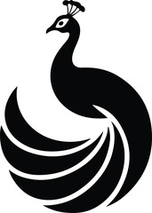 Obraz premium Peacock Silhouette Icon, Spread Feather Elegant Bird Vector, logotype Peacock art, Peacock black eps editable vector icon, black and white Peacock illustration on white background.