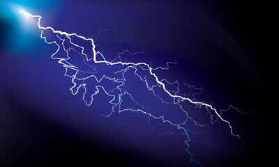  Electric Blue Horizontal Lightning Bolt on Dark Background