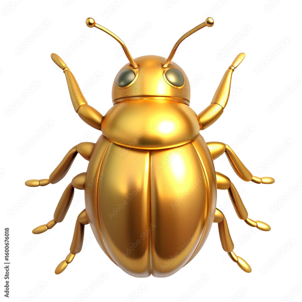 Aufkleber shiny 3d rendered gold bug isolated on a black background with elegant design