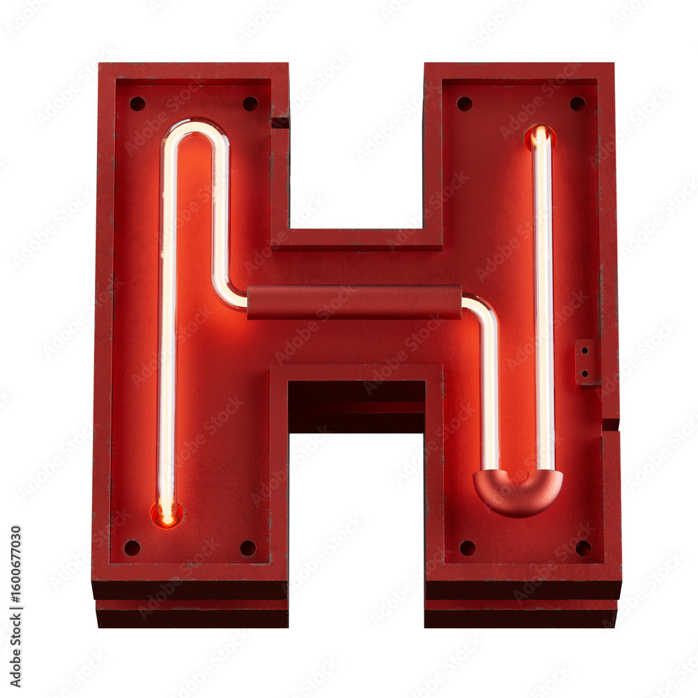 Poster bright neon font with fluorescent tubes.metallic futuristic cyberpunk alphabet. 3d rendering isolate