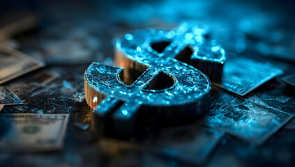 A close-up of a glowing dollar sign surrounded by currency notes, symbolizing finance, wealth, and investment opportunities in the modern economy.