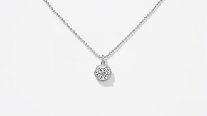 Fototapeta premium Women's silver chain showcased against white surface