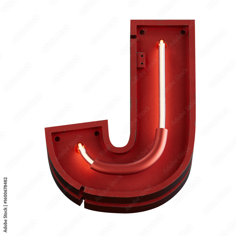 Aufkleber bright neon font with fluorescent tubes.metallic futuristic cyberpunk alphabet. 3d rendering isolate