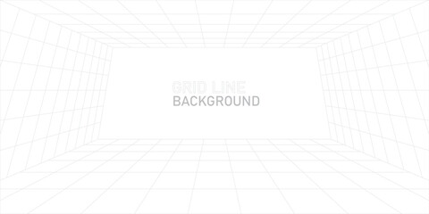 Empty futuristic digital box room white background with black grid space line color surface. EPS 10