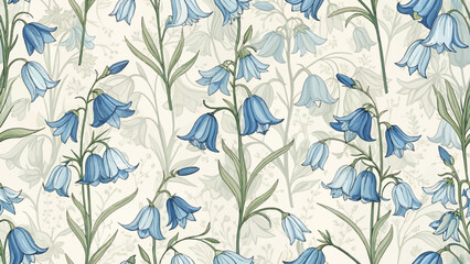 Vector Illustration Seamless Pattern Bluebell flower pattern Designed for fabric or wallpaper printing.