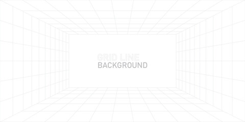 Empty futuristic digital box room white background with black grid space line color surface. EPS 10