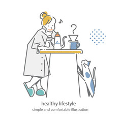 A comfortable lifestyle: simple and stylish line drawing illustrations
