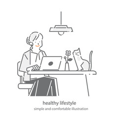 A comfortable lifestyle: simple and stylish line drawing illustrations