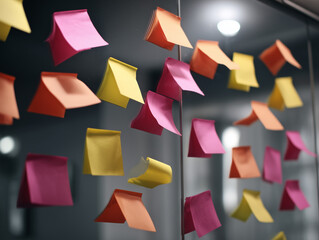 Motivational sticky notes on mirror