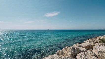 Rocky cape overlooking turquoise waters
