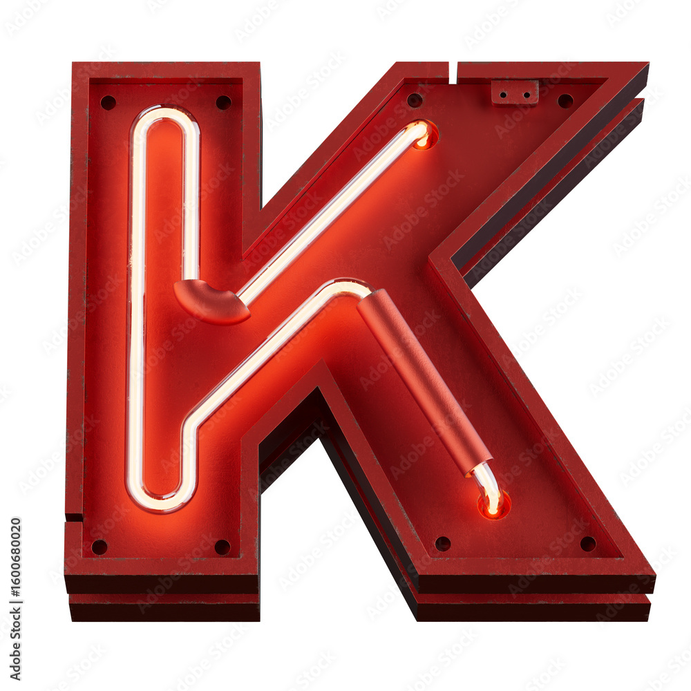 Aufkleber bright neon font with fluorescent tubes.metallic futuristic cyberpunk alphabet. 3d rendering isolate