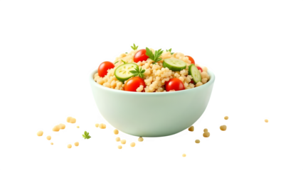 Tabbouleh Salad in Bowl, isolated on white background