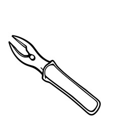 Obraz premium Line Art Pliers: A simple black and white line art illustration depicts a pair of pliers, showcasing its functional design and sharp detail against a white background.