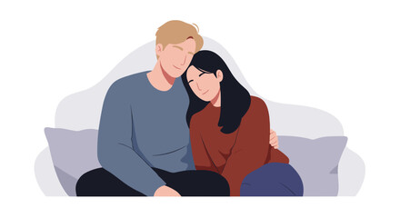 Warm embrace: comforting hug between two people in flat style. Love