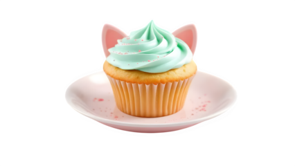 Cat Ear Cupcake, isolated on white background