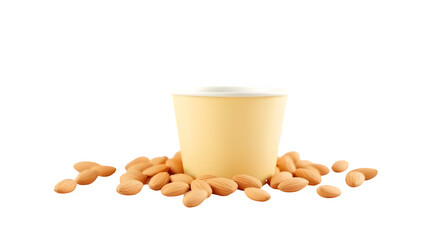 Almond Milk with Almonds, isolated on white background