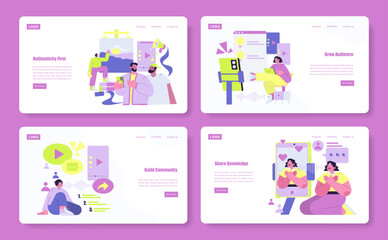 Vector Illustration of Creative Online Engagement Scenes