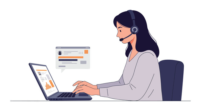 Customer support agent handling virtual assistance with technology