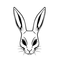 Fototapeta premium Rabbit Face: A Stylish Monochrome Line Art Illustration