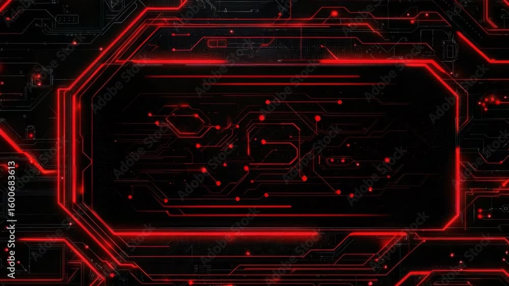 Poster abstract digital background with red circuit lines and glowing effects for technology and innovation