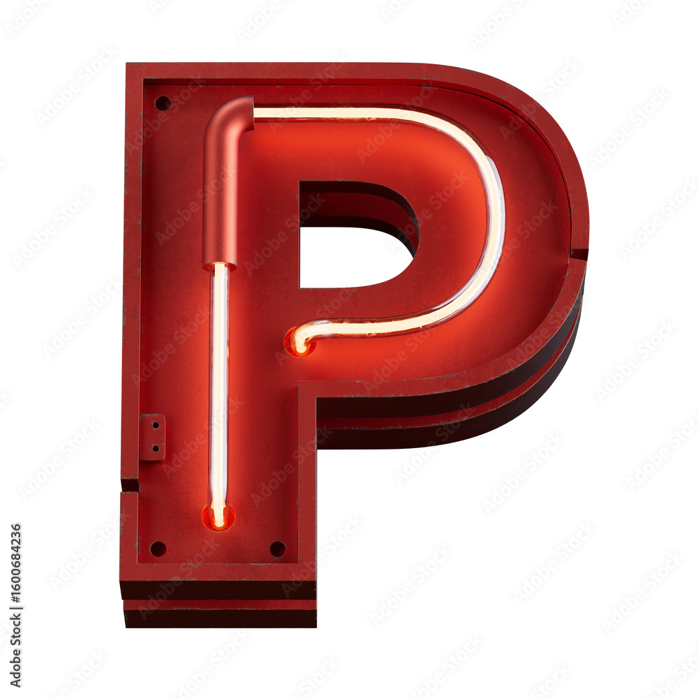 Aufkleber bright neon font with fluorescent tubes.metallic futuristic cyberpunk alphabet. 3d rendering isolate