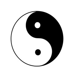 Yin Yang Symbol: A simple, bold black and white line art illustration of the classic Yin Yang symbol, representing balance and harmony.