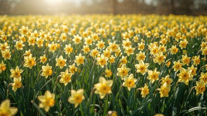 Obraz premium Warm weather landscape adorned with daffodils
