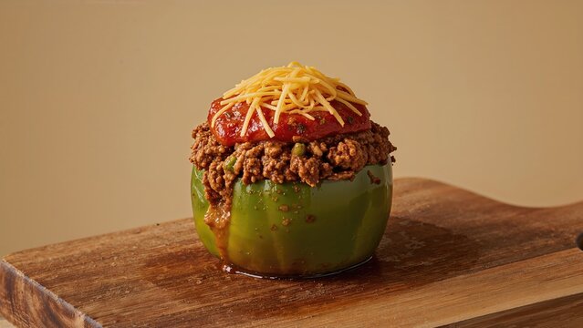 Minced meat stuffed peppers with vegetable tomato sauce