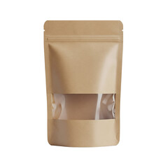 Kraft paper pouch with clear window for mockup © PNG Lab