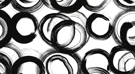 Bold brush stroke circles on white background